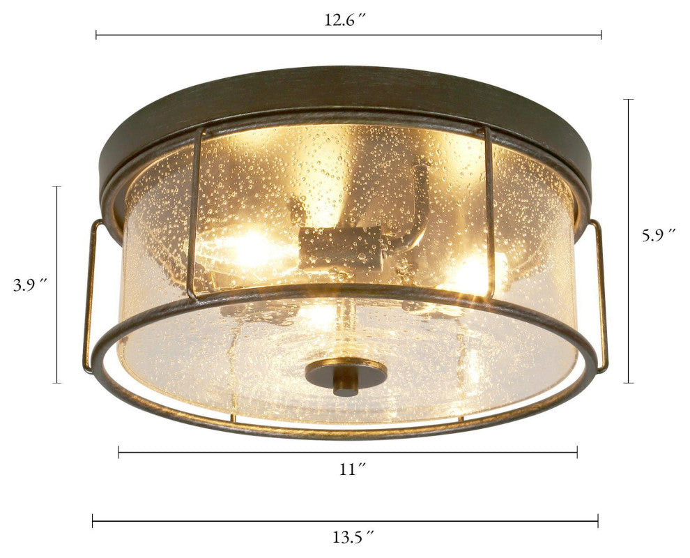LNC 3-lights Modern and Brushed Black LED Flush Mount Ceiling lamp