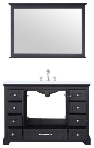 Dukes 48" Espresso Single Square Sink Vanity with Quartz Top, With Mirror