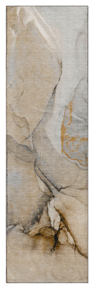 Premium Machine Washable Mayfield AMF506 Beige 2'3" x 7'6" Runner Rug