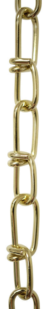 RCH Hardware Steel Double Loop Basket Chain, 2 Sizes, 3', Polished Brass, U32