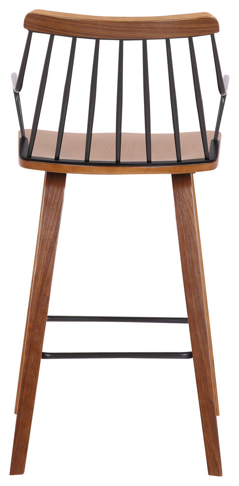 Micah Walnut and Metal Modern 26" Counter Height Bar Stool