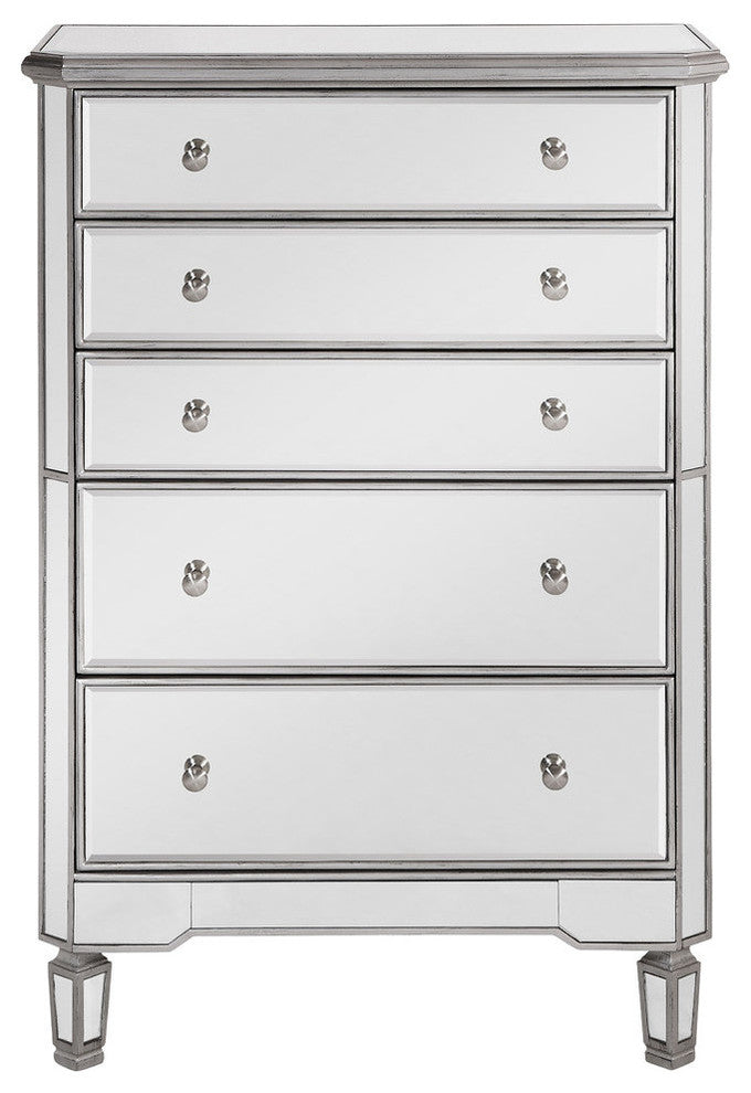 Chamberlan Clear Mirror 5 Drawer Cabinet