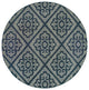 Martinique Floral Scroll Lattice Navy/ Ivory Indoor/Outdoor Rug, 7'10"X7'10"