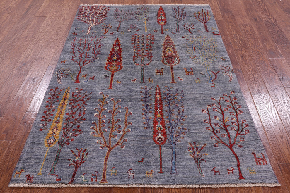 Tribal Persian Gabbeh Handmade Rug 4' 7" X 6' 6" Q11056