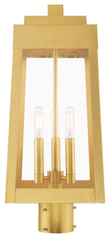 Livex Lighting Satin Brass 3-Light Outdoor Post Top Lantern