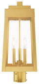 Livex Lighting Satin Brass 3-Light Outdoor Post Top Lantern