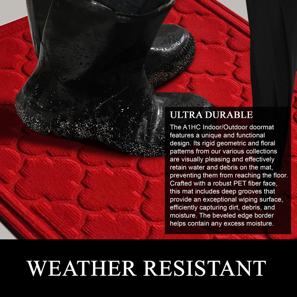 A1HC Superior Absorbant Polypropylene Doormat, Red Ogee, 24"x36"