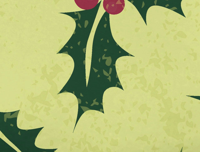 Allover Holly Decorative Holiday Floral Print Bath Towel, Green