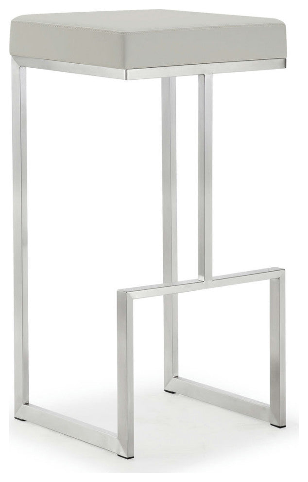 TOV Furniture Ferrara Light Grey Stainless Steel Barstool (Set of 2)