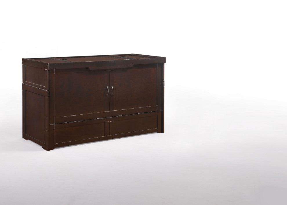 Cube Queen Size Murphy Bed Cabinet, Chocolate