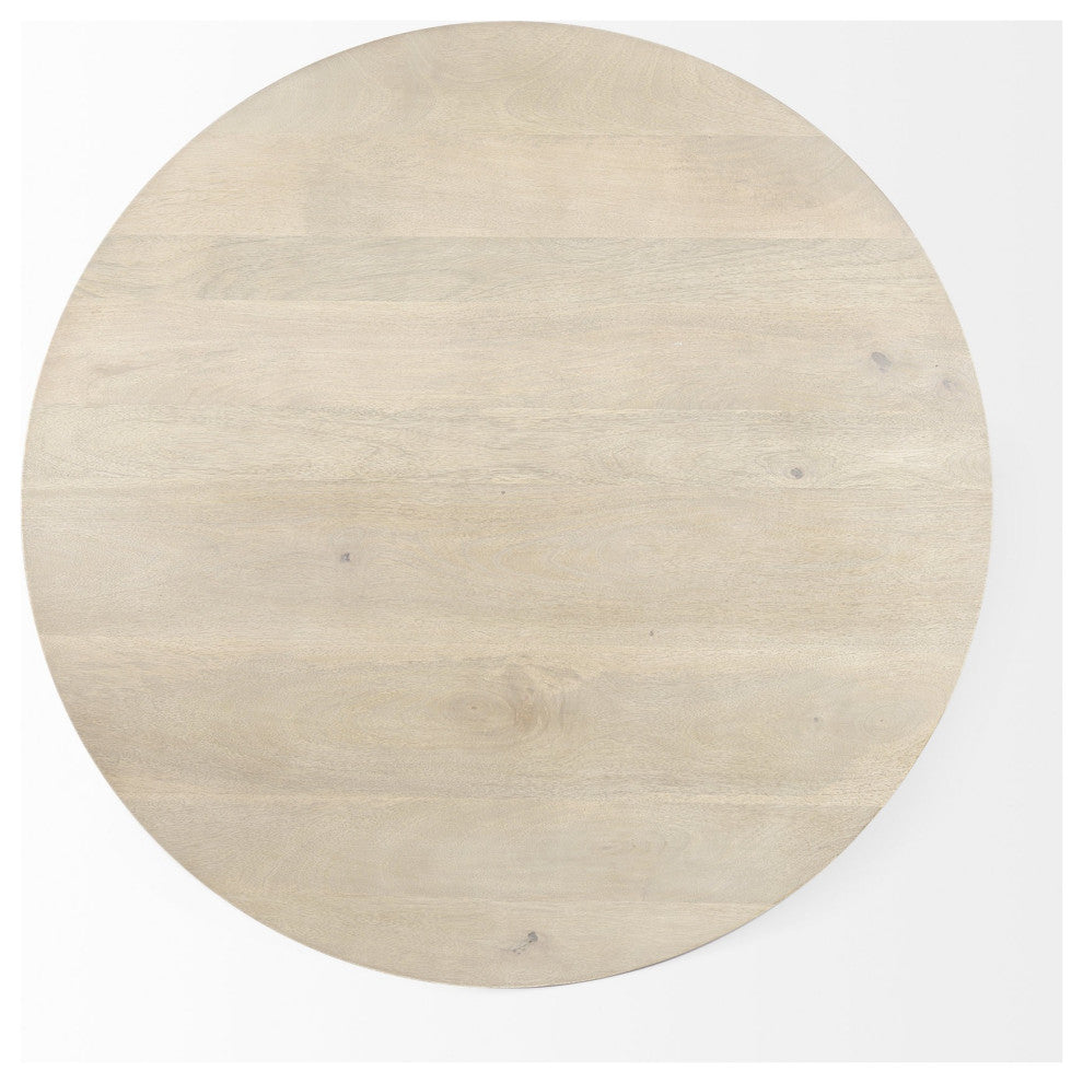 Light Brown Wooden Pedestal Coffee Table