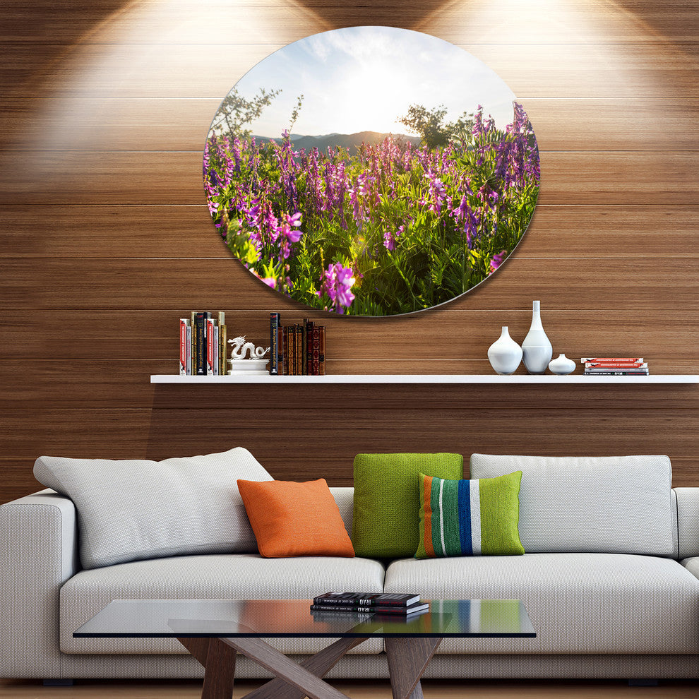 Amazing Summer Pasture With Flowers, Flower Round Metal Wall Art, 23"