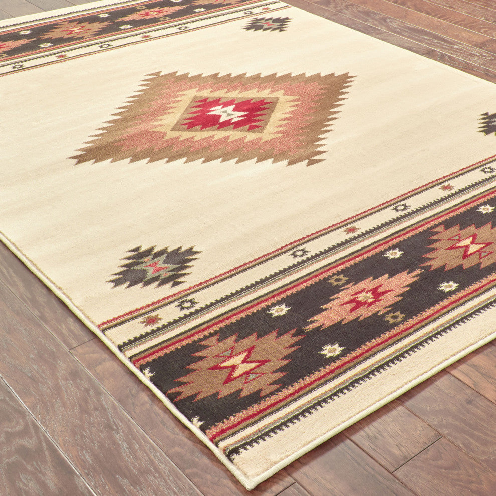 Harrison Southwest Lodge Beige and Green Rug, 10'x13'