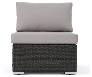 GDF Studio Tammy Rosa Outdoor 5 Seat Wicker Sectional Sofa Set, Gray/Silver
