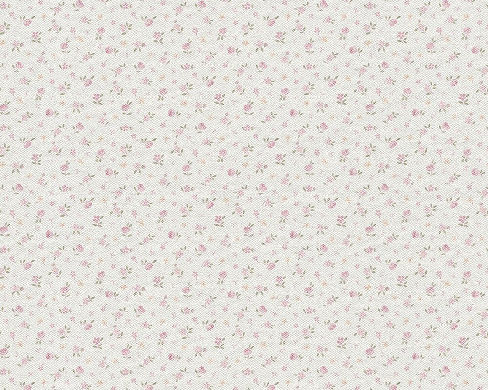 Best of Vlies, Floral Patterns Modern Classic Stripes White Wallpaper Roll