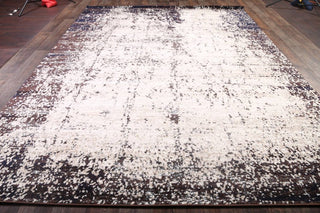 Transitional Distressed Oriental Stripes Area Rug, Beige, 6x9'