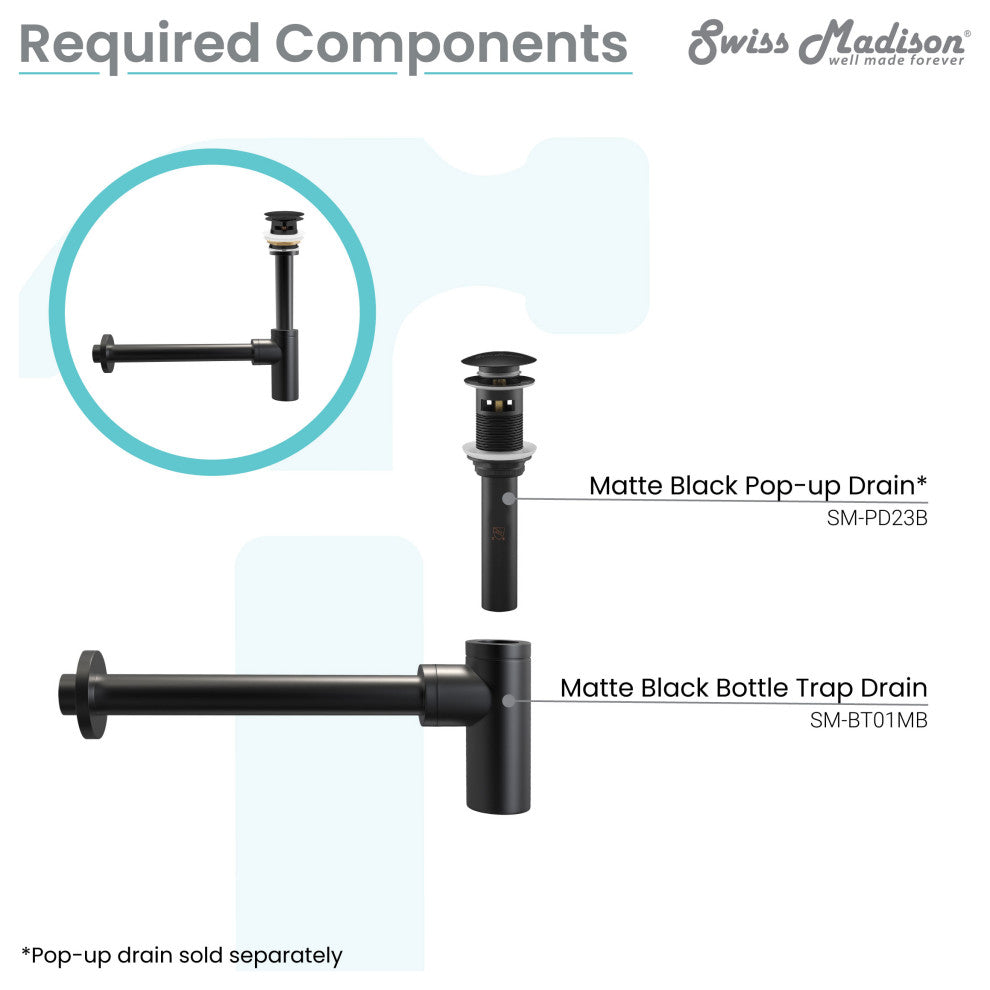 Bottle Trap Drain, Matte Black