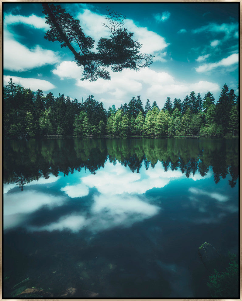30x38 Reflection II, Framed Artwork, Silver