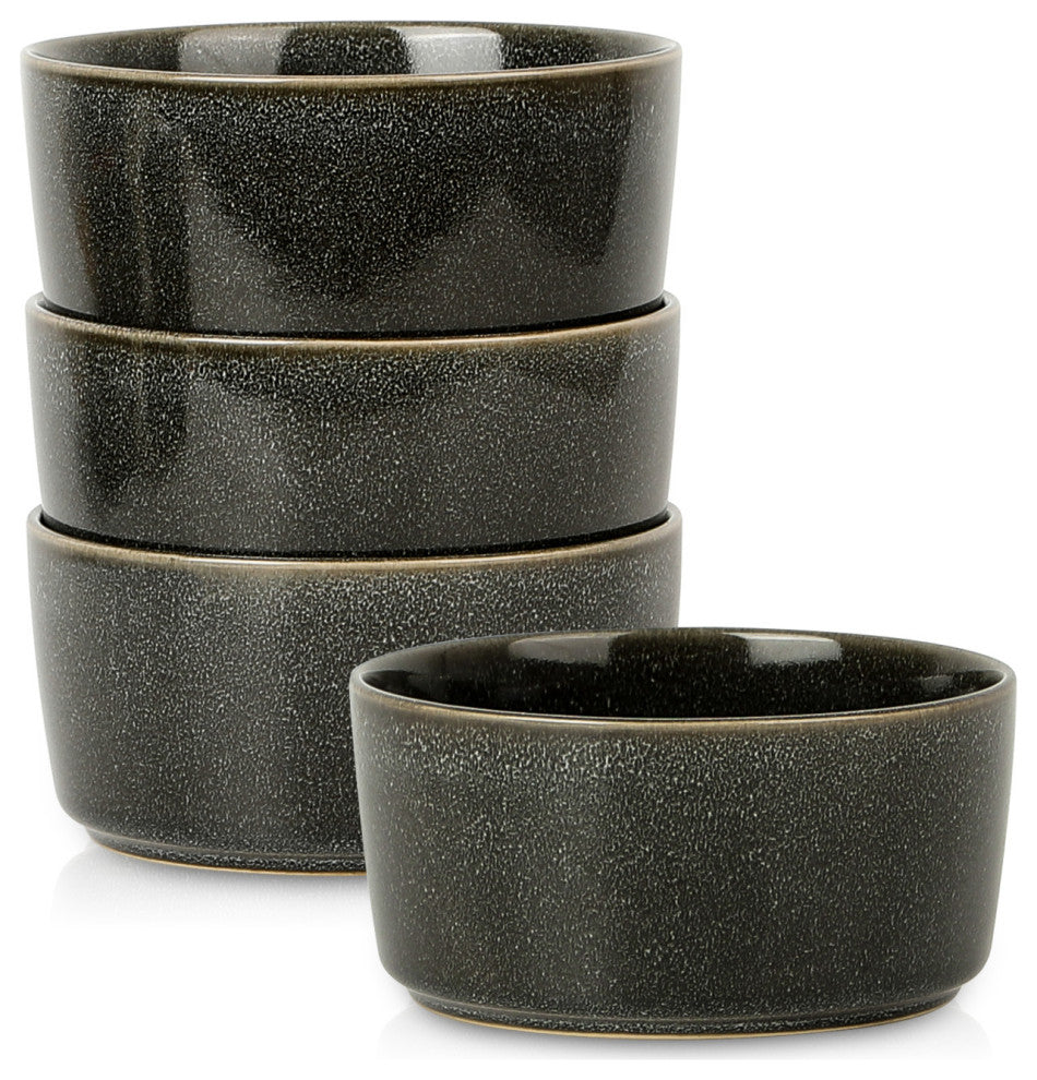 Stone Lain Eden Stoneware Cereal Bowl Set of 4, Charcoal Grey