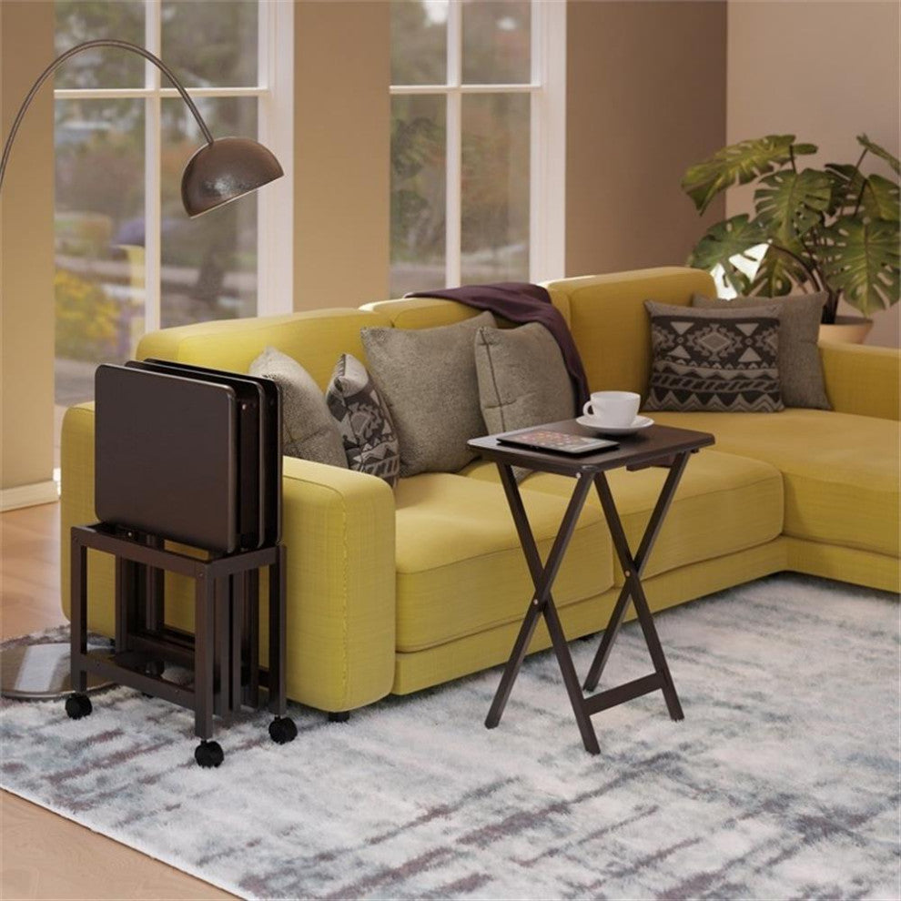 Winsome Allen 5-Piece Transitional Solid Wood Snack Table Set Coffee Finish