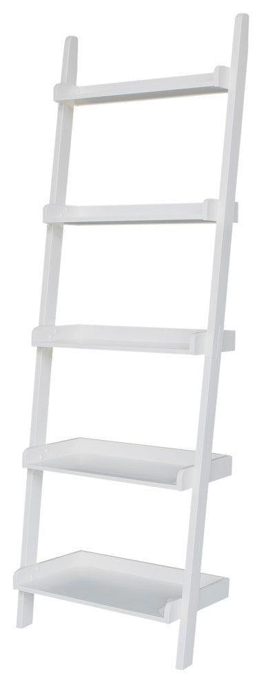 Lean To Shelf Unit, With 5 Shelves, Linen White