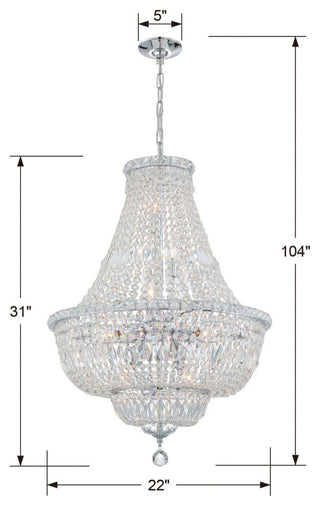 Crystorama ROS-A1009-CH-CL-MWP, 9-Light Chandelier, Polished Chrome