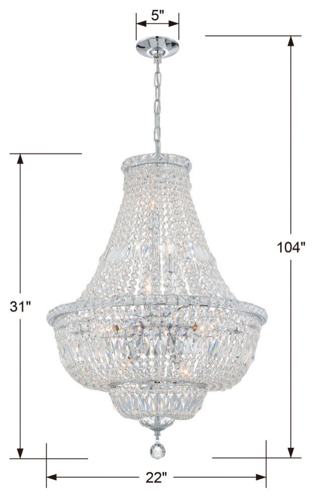 Crystorama ROS-A1009-CH-CL-MWP, 9-Light Chandelier, Polished Chrome