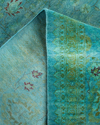 Overdyed, One-of-a-Kind Hand-Knotted Area Rug Green, 10'3"x20'4"