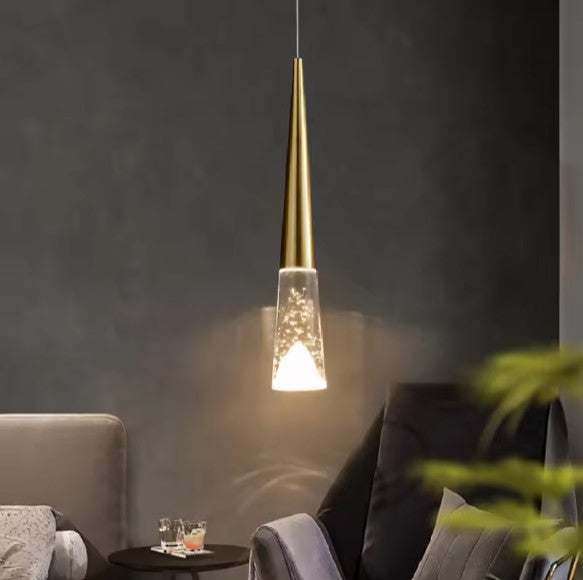 Modern Simple Crystal Staircase Chandelier Light, 1 Light, Brass