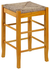 Square Rush Backless Counter Bar Stool, Oak