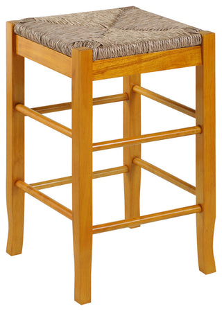 Square Rush Backless Counter Bar Stool, Oak