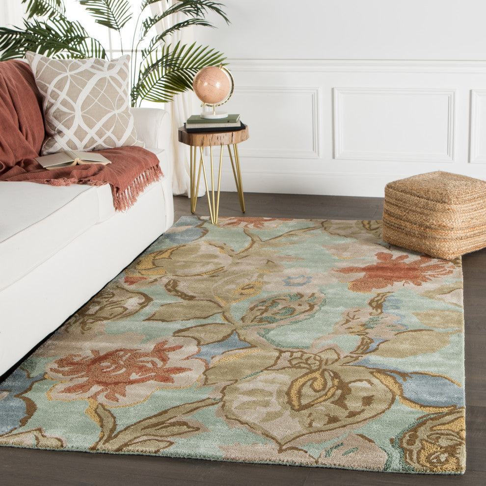 Jaipur Living Petal Pusher Handmade Floral Green/Multicolor Area Rug, 8' Square