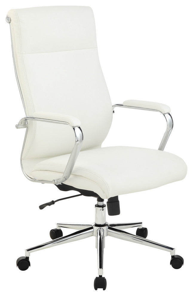 High Back Manager's Office Chair With Dillon Snow Fabric and Chrome Base