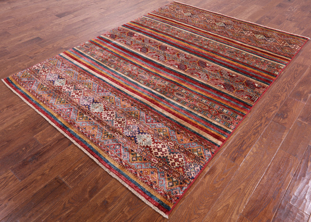 5' 9" X 7' 11" Khorjin Super Kazak Handmade Rug Q5505