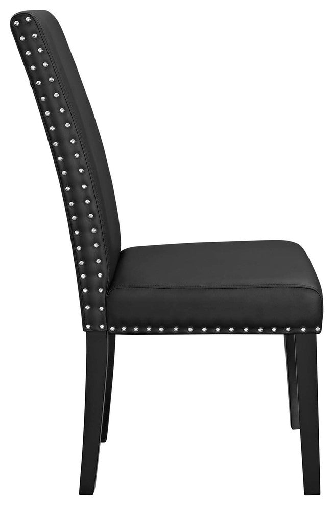 Parcel Dining Side Chair Vinyl Set of 2, Black