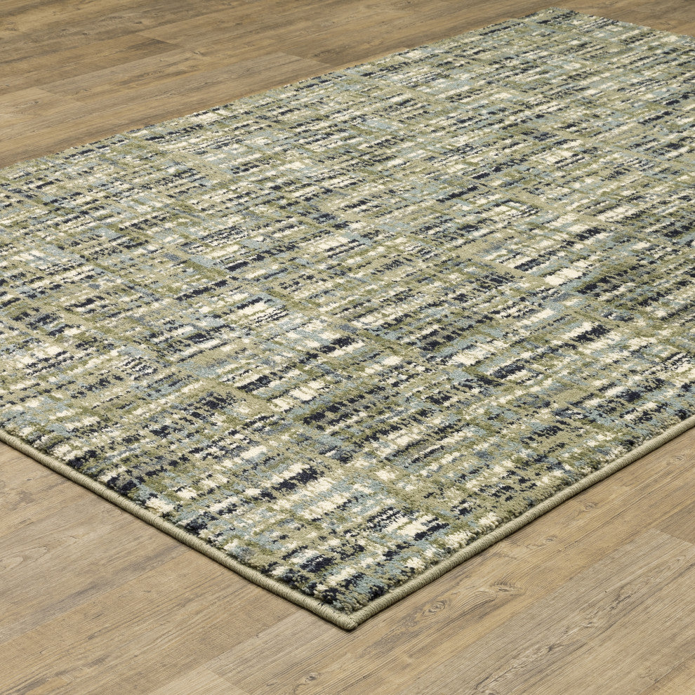 Sarasota Gridwork Indoor Area Rug, Green, 3'10" x 5'5"