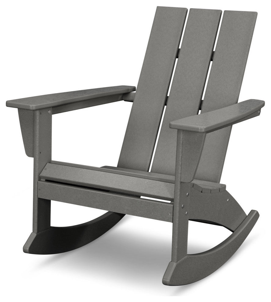 POLYWOOD Modern Adirondack Rocking Chair, Slate Gray