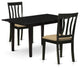 3-PieceWood Dining Table Set 2 Wood Chairs, Butterfly Leaf Kitchen Table, Black