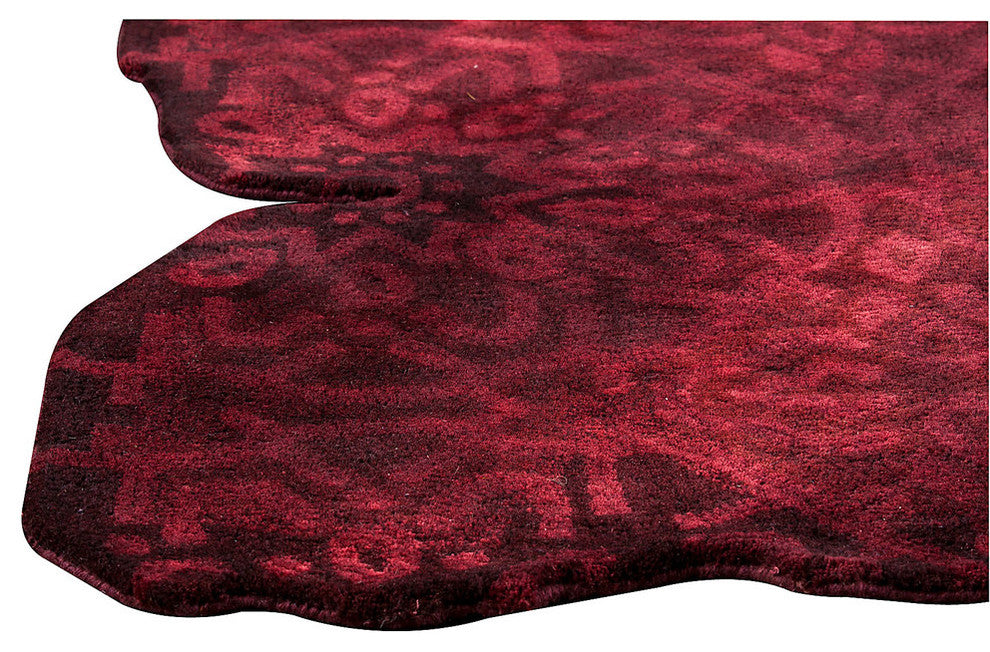Hand Tufted Dark Red Wool Area Rug