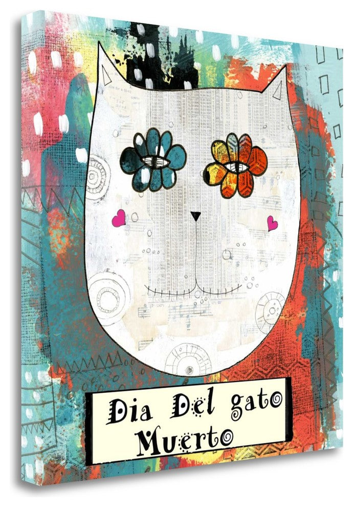 "Day Of The Dead Cat" By Sarah Ogren, Giclee Print on Gallery Wrap Canvas