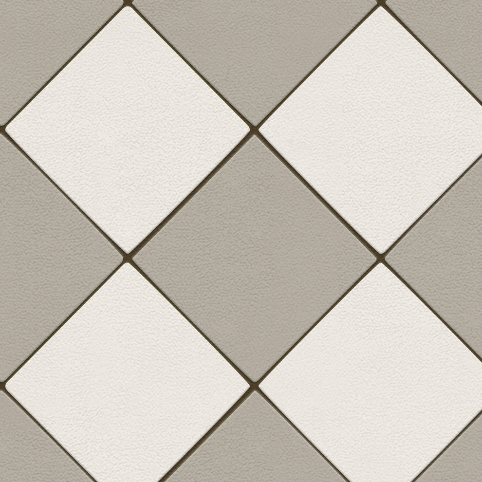 Joli Sol Checkers Ivory and Gray Vinyl Mat, 36x60 Rectangle