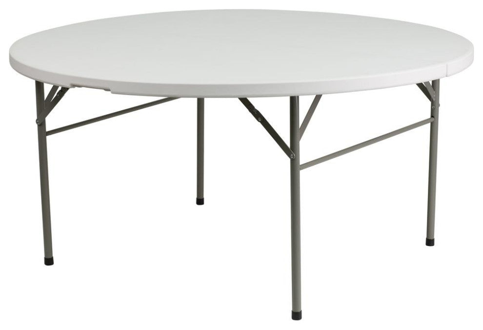 60" Round Bi-Fold Granite White Plastic Folding Table