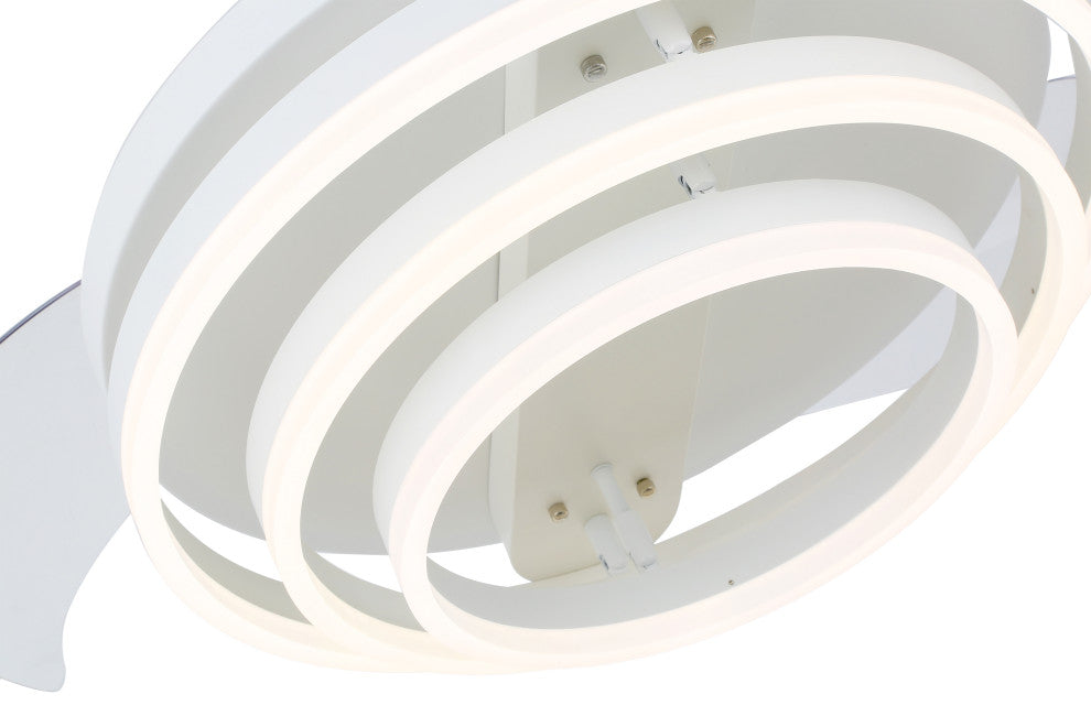 45W Modern Retractable Ceiling Fan Reversible 6-Speed with Remote Control, White, 42