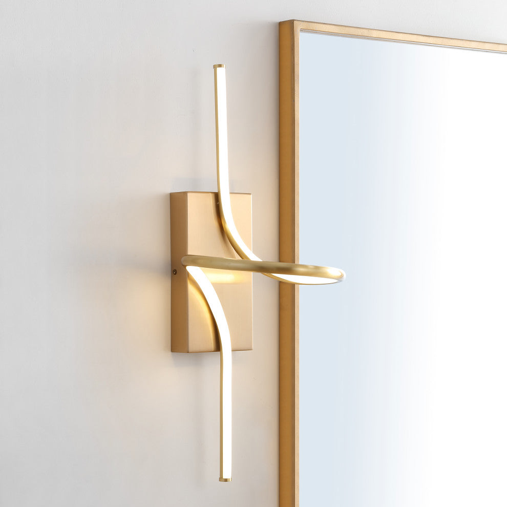 Sketch 9" Minimalist Metal Integrated LED Vanity Light Sconce, Gold