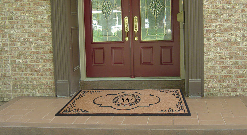 Abrilina Heavy Weight Outdoor Entryway Monogrammed Double Doormat 36"X72", W