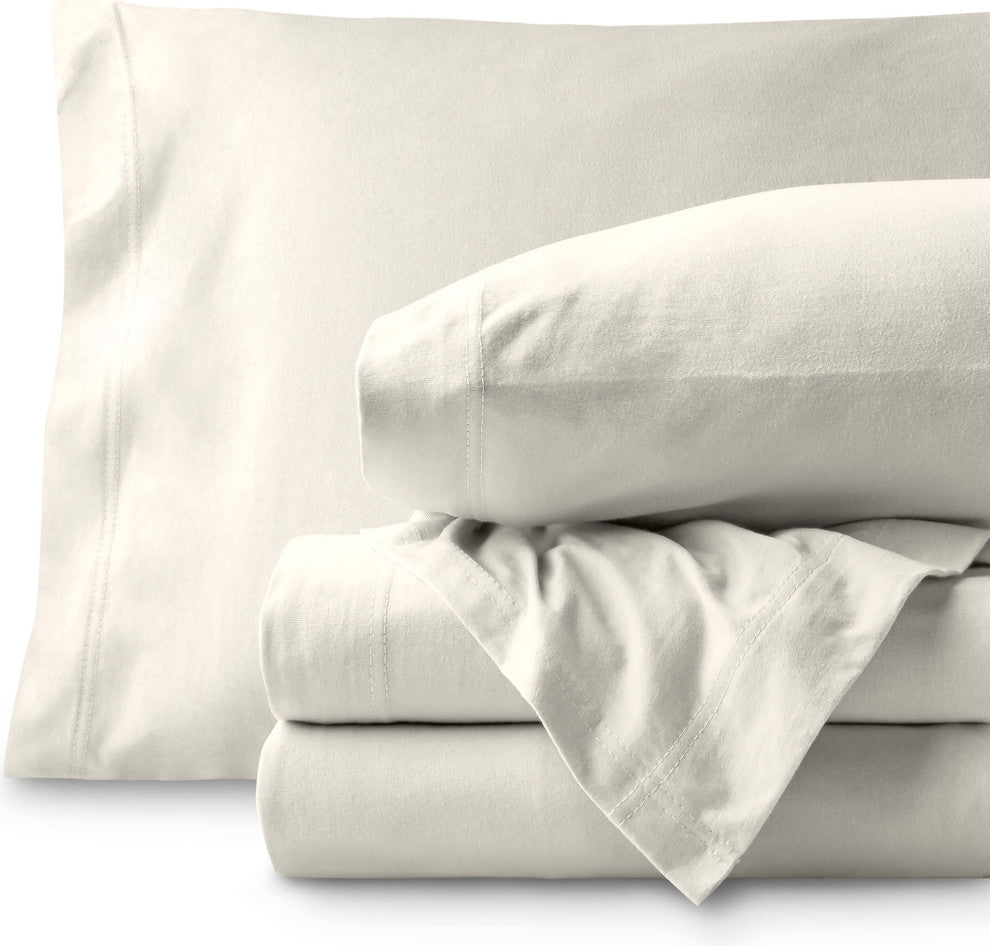 Bare Home Jersey Cotton Sheet Set, Ivory