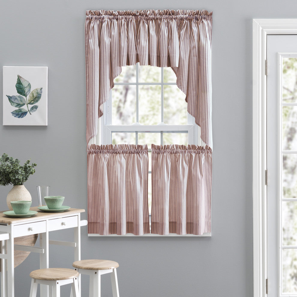 Plaza Stripe Tailored Tiers, Brick, 56"x36"