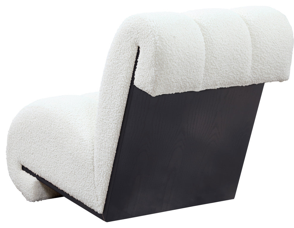 Swoon Faux Sheepskin Upholstered Accent Chair, Cream, Black Oak Veneer