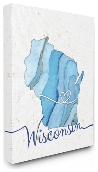 Stupell Industries Wisconsin Agate Blue US State Design, 30 x 40