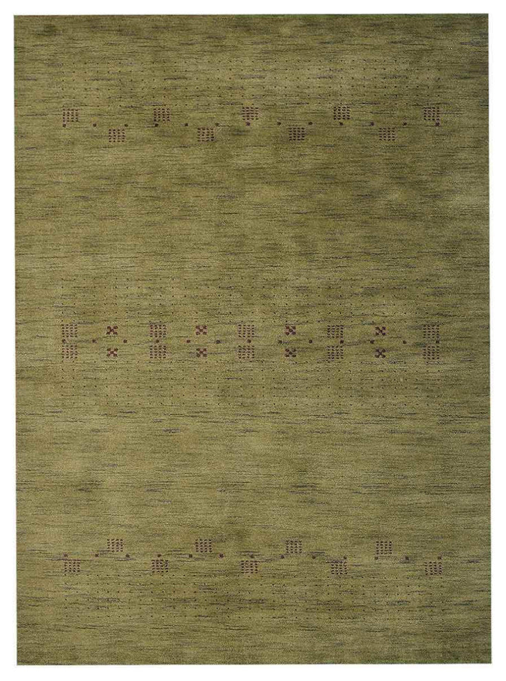 HAND KNOTTED LOOM WOOL ECO-FRIENDLY AREA RUGS - Rectangle, Olive, Contemporary